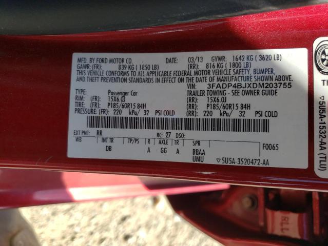 Photo 10 from auction – 2013 FORD FIESTA SE with VIN 3FADP4BJXDM203755