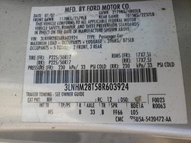 Photo 10 from auction – 2008 LINCOLN MKZ with VIN 3LNHM28T58R603924
