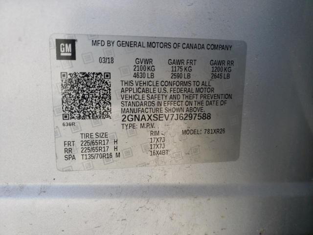 Photo 10 from auction – 2018 CHEVROLET EQUINOX LT with VIN 2GNAXSEV7J6297588