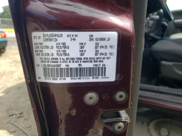 Photo 10 from auction – 2004 JEEP LIBERTY SP with VIN 1J4GL48KX4W249907