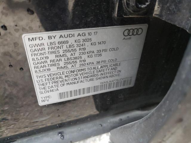 Photo 10 from auction – 2018 AUDI Q7 PREMIUM with VIN WA1LAAF76JD017278