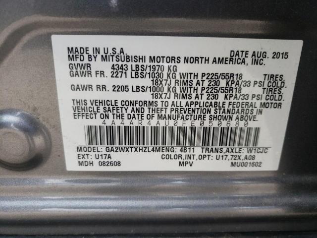 Photo 10 from auction – 2015 MITSUBISHI OUTLANDER with VIN 4A4AR4AU0FE050680