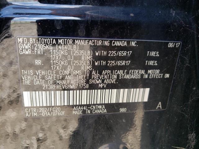 Photo 10 from auction – 2017 TOYOTA RAV4 XLE with VIN 2T3RFREV6HW671758