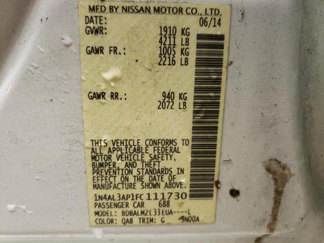 Photo 10 from auction – 2015 NISSAN ALTIMA S with VIN 1N4AL3AP1FC111730