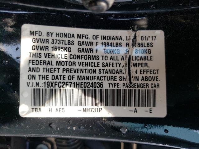 Photo 10 from auction – 2017 HONDA CIVIC EX with VIN 19XFC2F71HE024036
