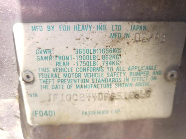 Photo 10 from auction – 1993 SUBARU IMPREZA L with VIN JF1GC2440PG512668