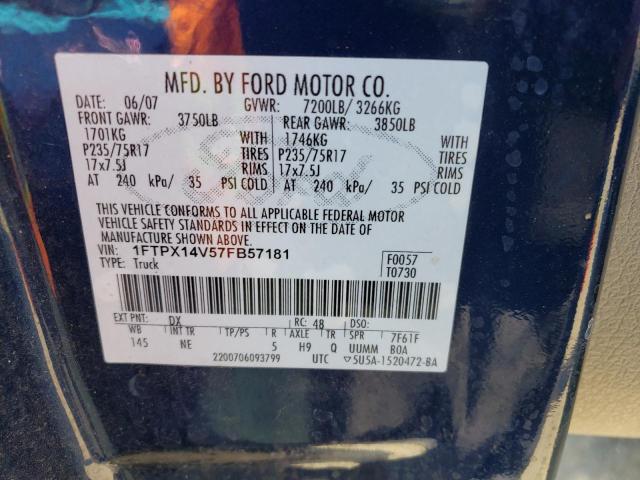 Photo 10 from auction – 2007 FORD F150 with VIN 1FTPX14V57FB57181
