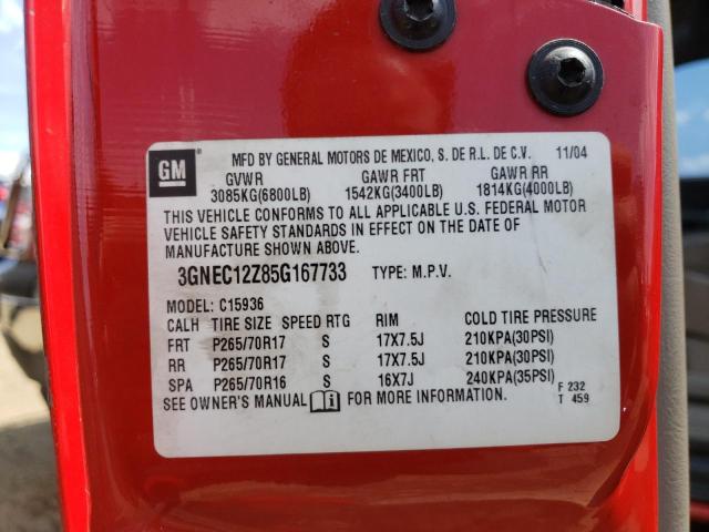 Photo 10 from auction – 2005 CHEVROLET AVALANCHE with VIN 3GNEC12Z85G167733