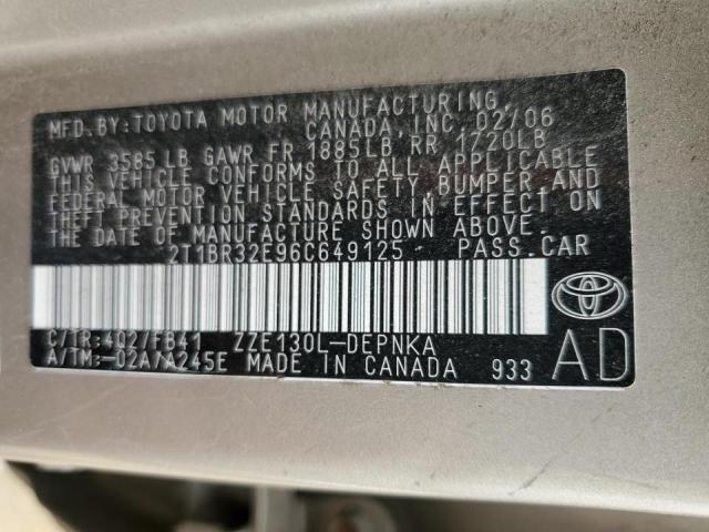 Photo 10 from auction – 2006 TOYOTA COROLLA CE with VIN 2T1BR32E96C649125