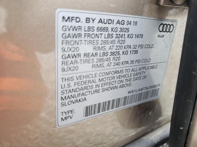 Photo 10 from auction – 2018 AUDI Q7 PREMIUM with VIN WA1LAAF75JD039370