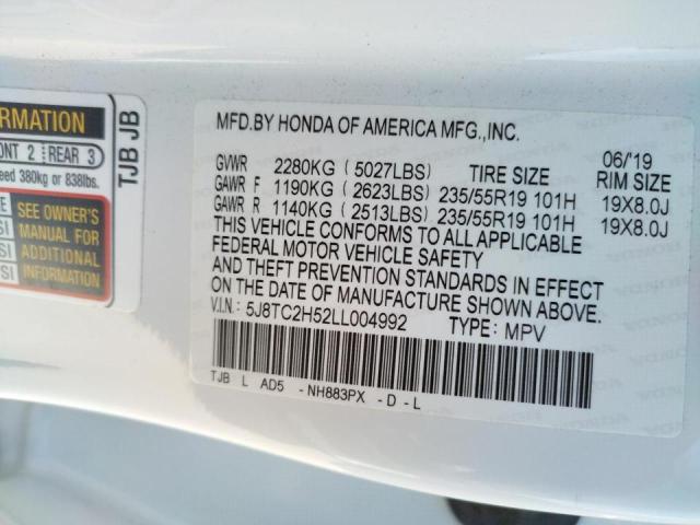 Photo 10 from auction – 2020 ACURA RDX TECHNO with VIN 5J8TC2H52LL004992
