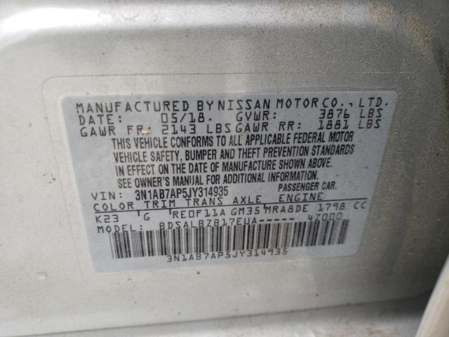 Photo 10 from auction – 2018 NISSAN SENTRA S with VIN 3N1AB7AP5JY314935