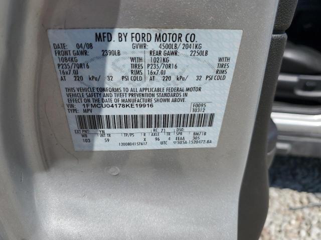 Photo 10 from auction – 2008 FORD ESCAPE LIM with VIN 1FMCU04178KE19916