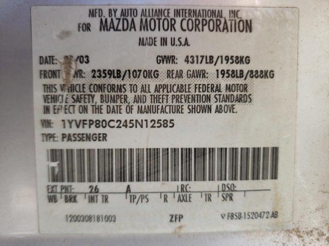 Photo 10 from auction – 2004 MAZDA 6 I with VIN 1YVFP80C245N12585