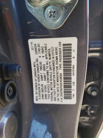 Photo 10 from auction – 2014 HONDA CIVIC HF with VIN 2HGFB2F65EH538595