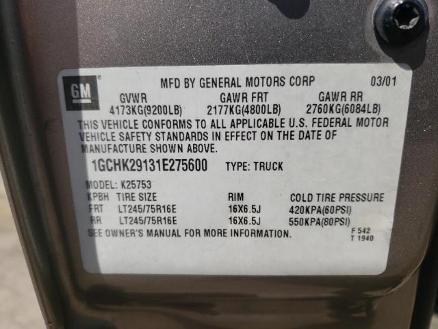Photo 10 from auction – 2001 CHEVROLET SILVERADO with VIN 1GCHK29131E275600