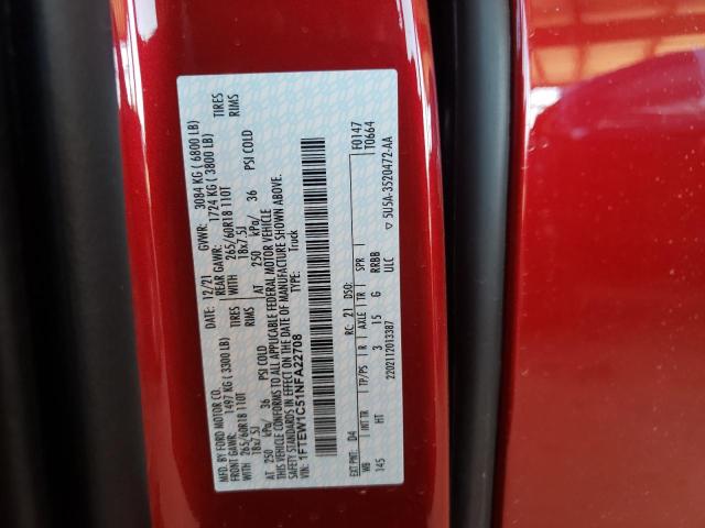 Photo 10 from auction – 2022 FORD F150 SUPER with VIN 1FTEW1C51NFA22708