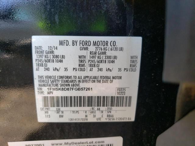 Photo 10 from auction – 2015 FORD EXPLORER X with VIN 1FM5K8D87FGB57261