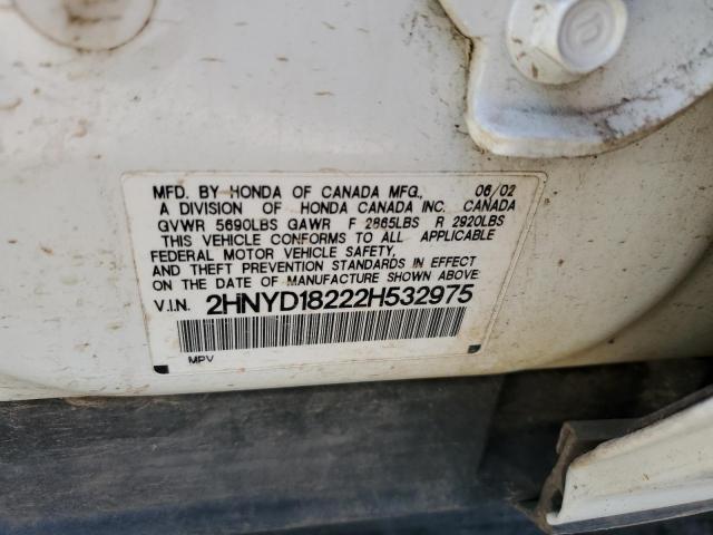 Photo 10 from auction – 2002 ACURA MDX with VIN 2HNYD18222H532975