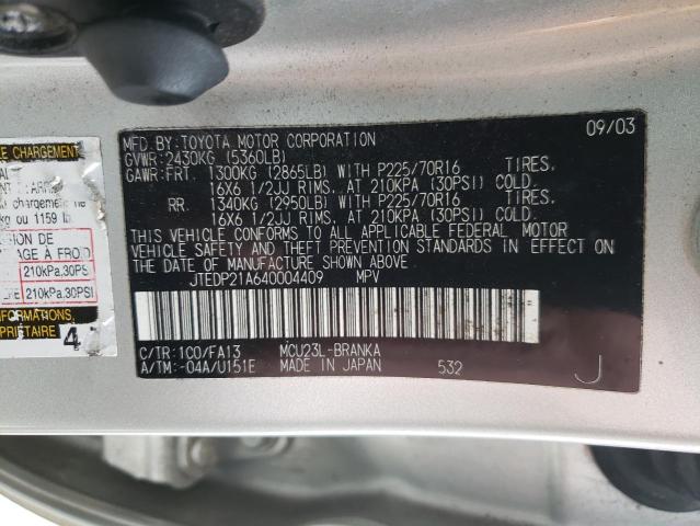 Photo 10 from auction – 2004 TOYOTA HIGHLANDER with VIN JTEDP21A640004409