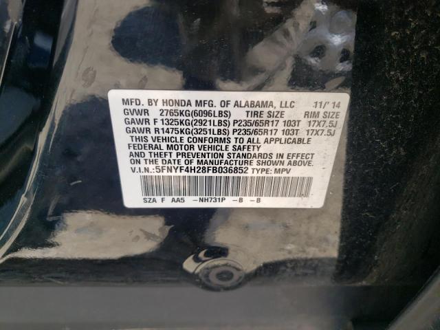 Zdjęcie 10 z aukcji – 2015 HONDA PILOT LX z VIN 5FNYF4H28FB036852
