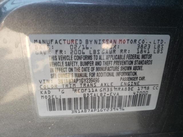 Photo 10 from auction – 2016 NISSAN SENTRA S with VIN 3N1AB7AP1GY239496