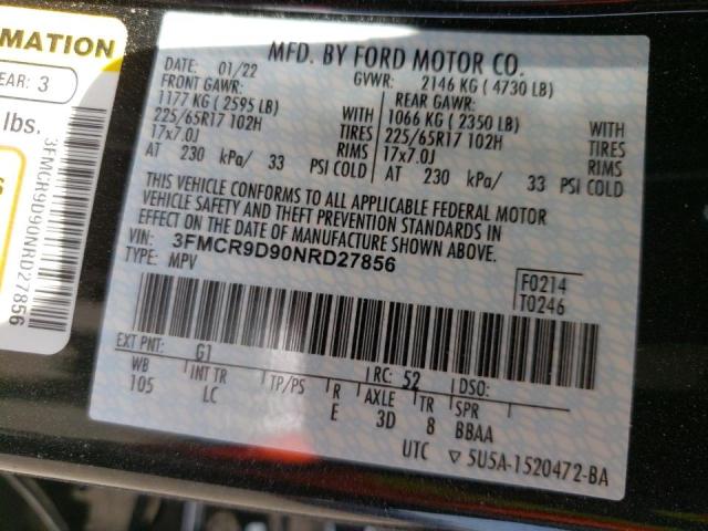 Photo 10 from auction – 2022 FORD BRONCO SPO with VIN 3FMCR9D90NRD27856