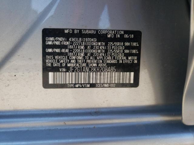 Photo 10 from auction – 2019 SUBARU CROSSTREK with VIN JF2GTANC8KH208485