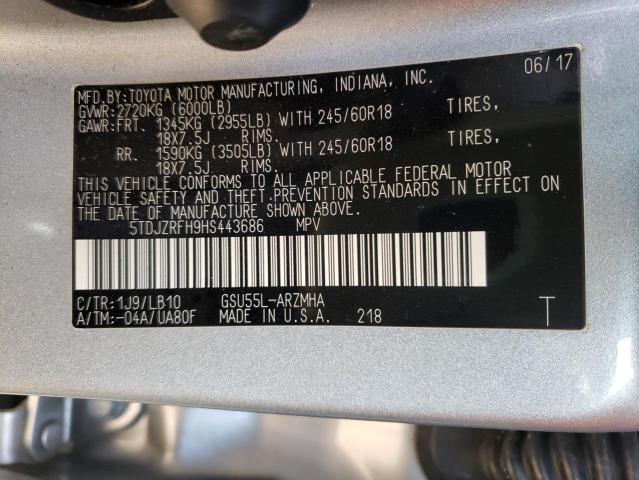 Zdjęcie 10 z aukcji – 2017 TOYOTA HIGHLANDER z VIN 5TDJZRFH9HS443686