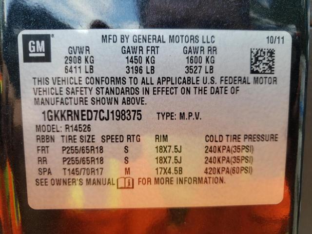Photo 10 from auction – 2012 GMC ACADIA SLE with VIN 1GKKRNED7CJ198375