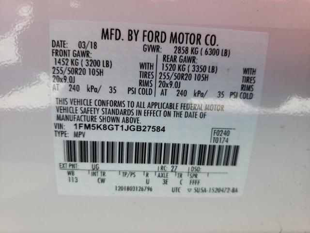 Photo 10 from auction – 2018 FORD EXPLORER S with VIN 1FM5K8GT1JGB27584