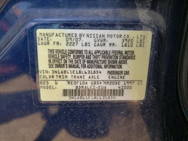 Photo 10 from auction – 2008 NISSAN SENTRA 2.0 with VIN 3N1AB61E18L631854