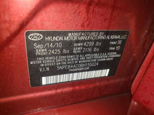 Photo 10 from auction – 2011 HYUNDAI SONATA GLS with VIN 5NPEB4AC0BH155024