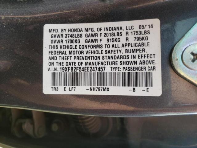 Photo 10 from auction – 2014 HONDA CIVIC LX with VIN 19XFB2F54EE247457