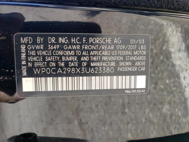 Photo 10 from auction – 2003 PORSCHE BOXSTER with VIN WP0CA298X3U623380