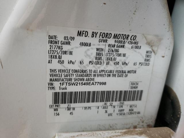 Photo 10 from auction – 2009 FORD F250 SUPER with VIN 1FTSW21549EA77998