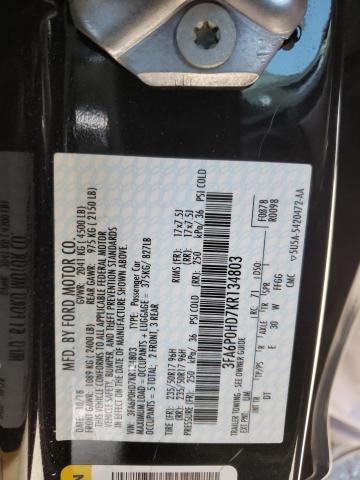 Photo 10 from auction – 2019 FORD FUSION SE with VIN 3FA6P0HD7KR134803