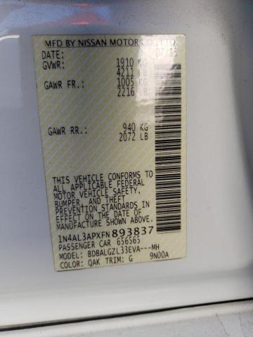 Photo 10 from auction – 2015 NISSAN ALTIMA 2.5 with VIN 1N4AL3APXFN893837