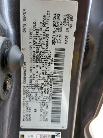 Photo 10 from auction – 2004 TOYOTA 4RUNNER SR with VIN JTEZU14R448021513