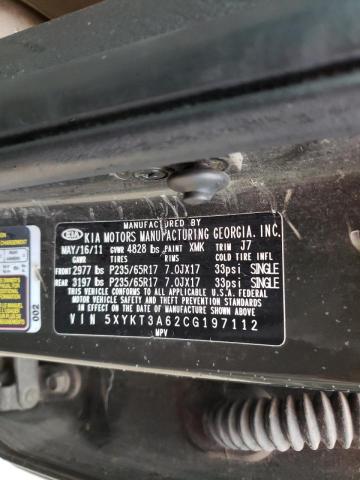 Photo 10 from auction – 2012 KIA SORENTO BA with VIN 5XYKT3A62CG197112