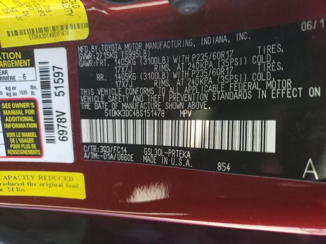 Photo 10 from auction – 2011 TOYOTA SIENNA LE with VIN 5TDKK3DC4BS151478