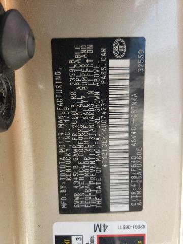 Photo 10 from auction – 2010 TOYOTA CAMRY BASE with VIN 4T1BF3EK1AU074231