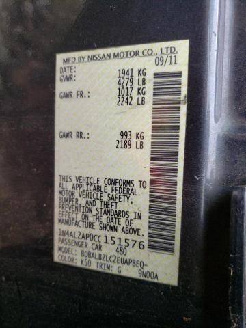 Photo 10 from auction – 2012 NISSAN ALTIMA BAS with VIN 1N4AL2AP0CC151576