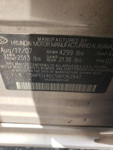 Photo 10 from auction – 2008 HYUNDAI SONATA SE with VIN 5NPEU46C58H362942
