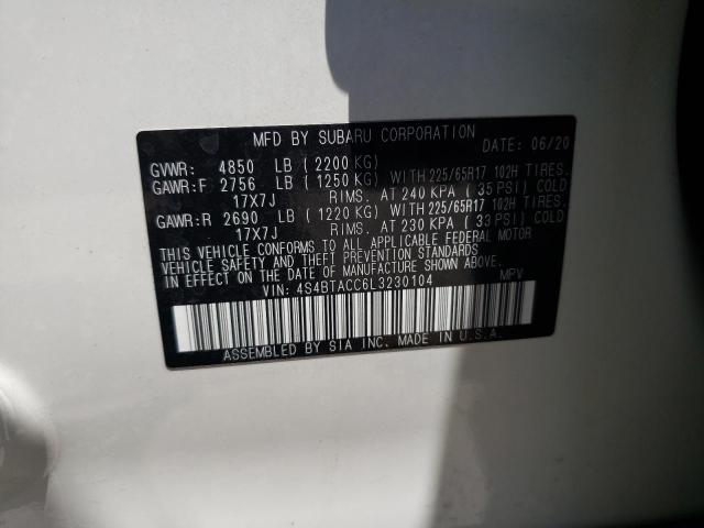 Photo 10 from auction – 2020 SUBARU OUTBACK PR with VIN 4S4BTACC6L3230104