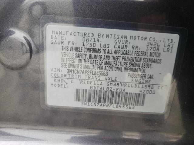 Photo 10 from auction – 2015 NISSAN VERSA S with VIN 3N1CN7AP2FL845563
