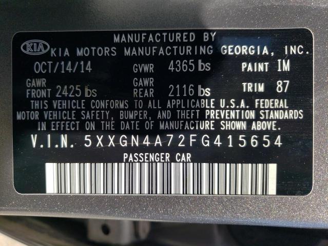 Photo 10 from auction – 2015 KIA OPTIMA EX with VIN 5XXGN4A72FG415654