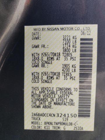 Photo 10 from auction – 2012 NISSAN TITAN S with VIN 1N6BA0CC4CN324150