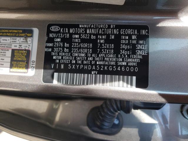 Photo 10 from auction – 2019 KIA SORENTO EX with VIN 5XYPHDA52KG546000