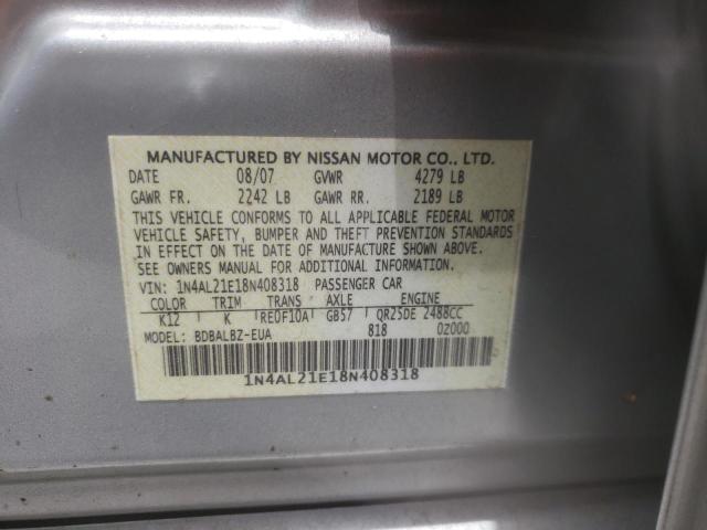 Photo 10 from auction – 2008 NISSAN ALTIMA 2.5 with VIN 1N4AL21E18N408318